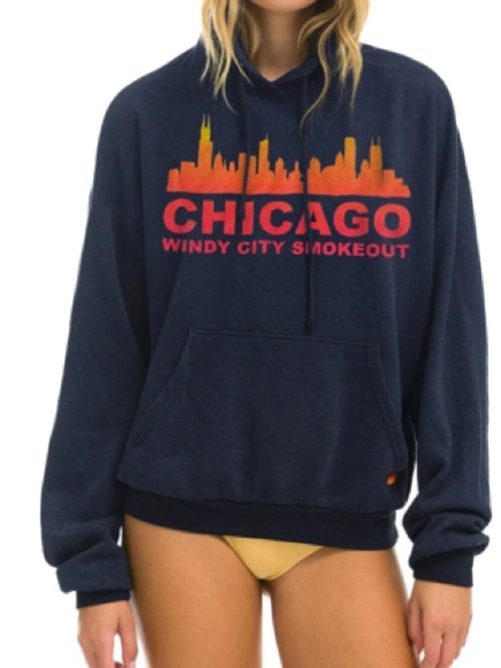 Aviator Nation Navy Blue Chicago Windy City Smokeout Hoodie | Size XXL